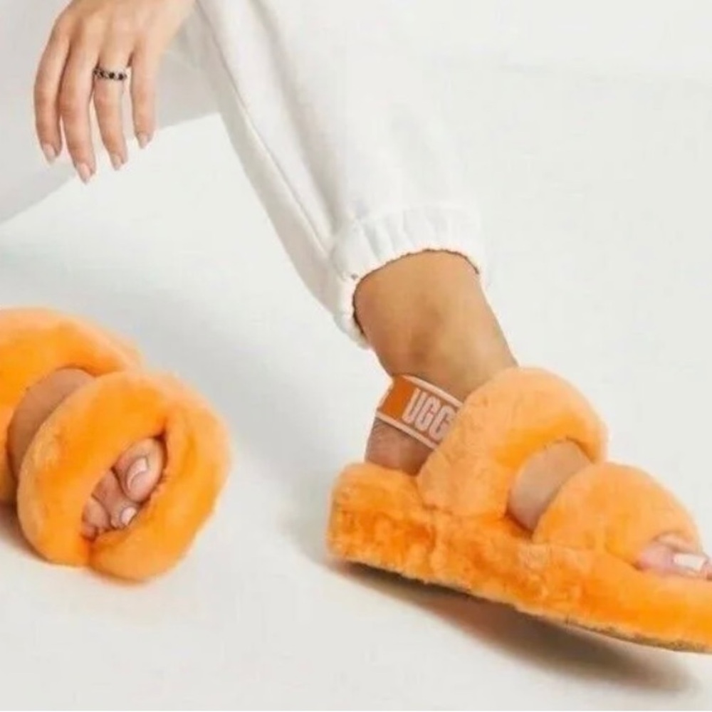 UGG Orange Fluffy Sandals